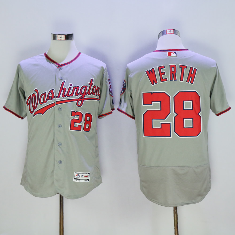Men Washington Nationals #28 Werth Grey MLB Jerseys